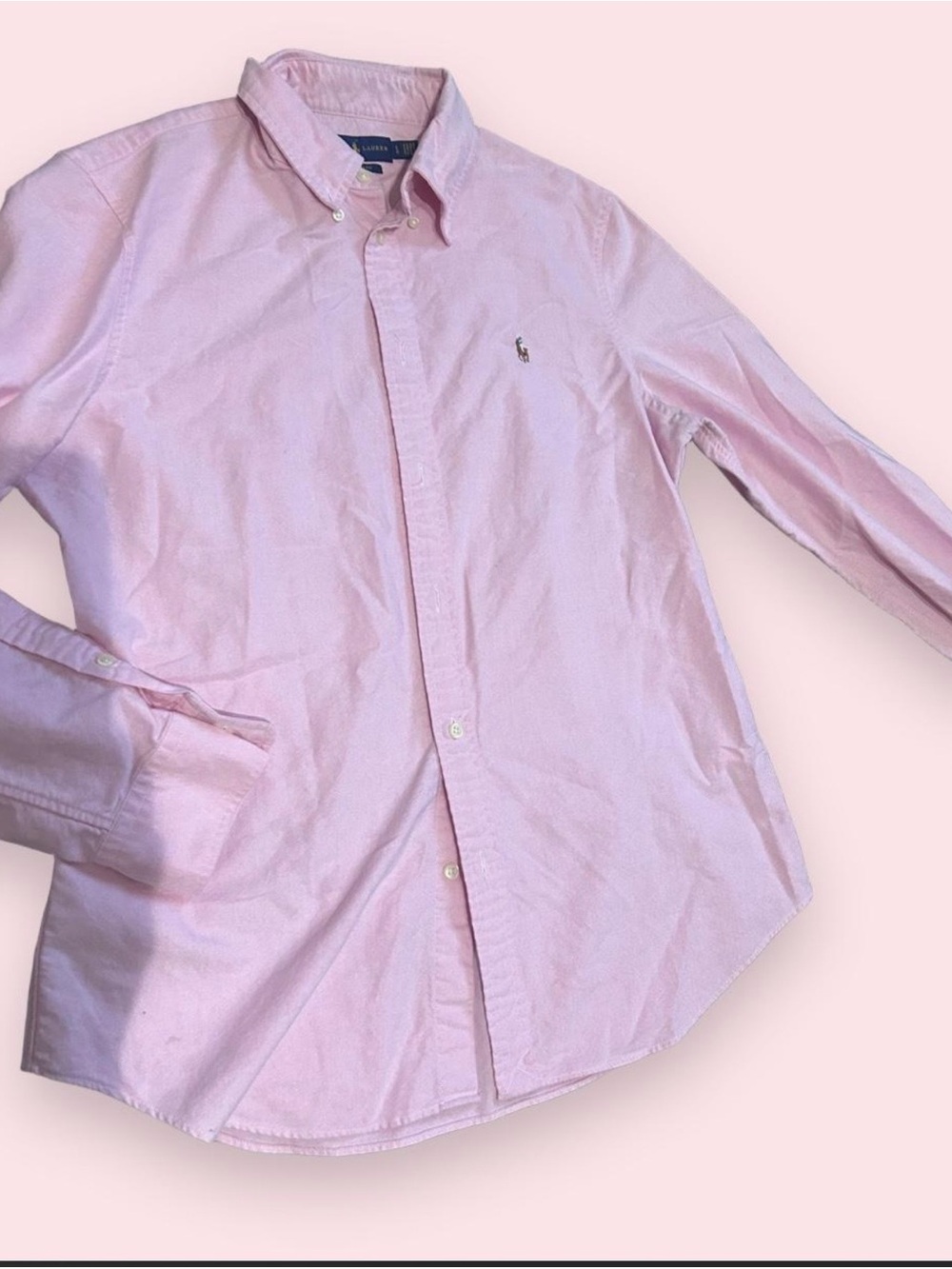 Women’s Ralph Lauren Pink slim fit Oxford Button-Down Shirt size large